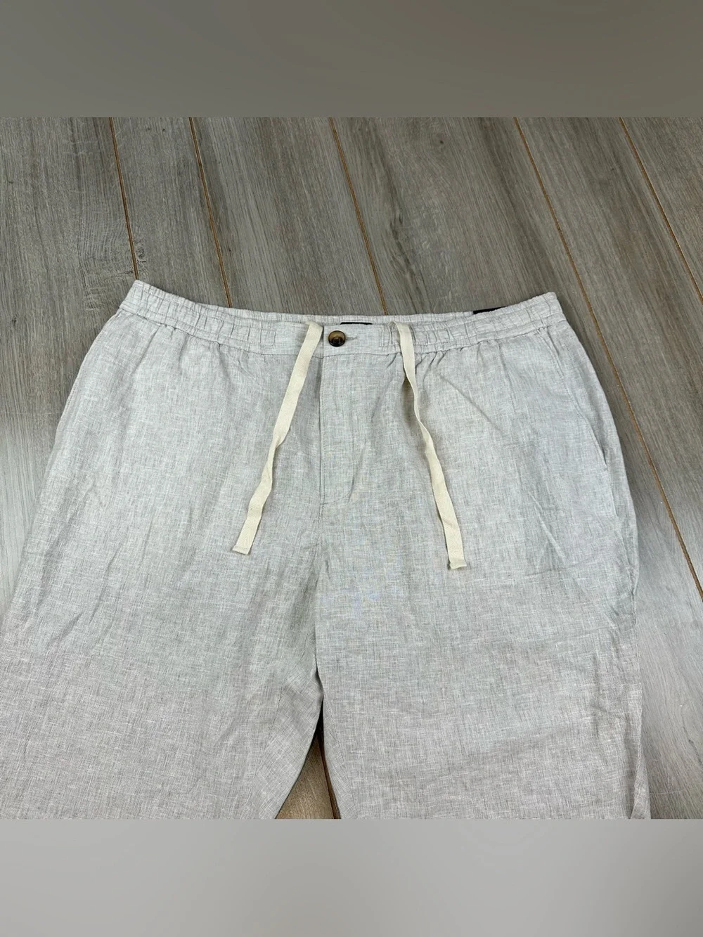 14th & Union Pants Mens 2XL Linen Blend Elastic Waist Nordstrom Beige NEW